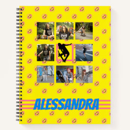 Skateboarder Smile Face Muster Fotovorlage Notizbuch