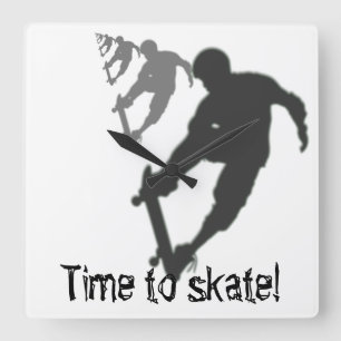 Skateboarder Square Wall Clock Quadratische Wanduhr