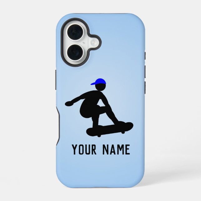 Skateboarder-Typ machen Tricks - cool-blauer Brauc iPhone 16 Hülle (Rückseite)