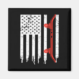 Skateboarder Vintage US-Flagge Teens Skateboarding Magnet