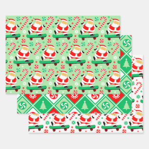 Skateboarder-Weihnachtsgeschenk Geschenkpapier Set