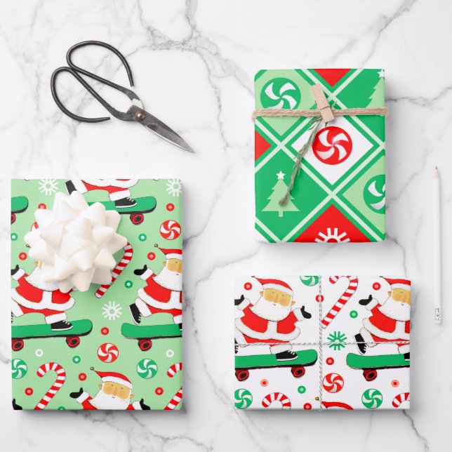 Skateboarder-Weihnachtsgeschenk Geschenkpapier Set (Vorderseite)