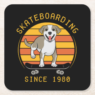 Skateboardfahren seit 1980 rechteckiger pappuntersetzer