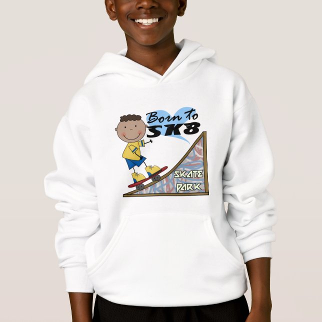 SKATEBOARDFAHRER - Afroamerikaner-Junge Hoodie (Vorderseite)