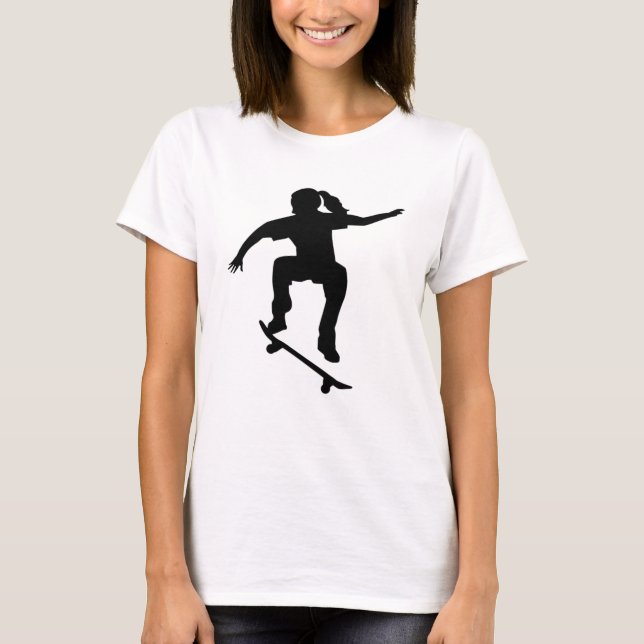 Skateboardfahrermädchen T-Shirt (Vorderseite)