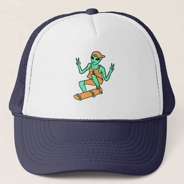 Skateboarding alien-Kappe Truckerkappe (Vorderseite)