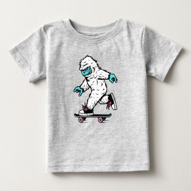 Skateboarding Bigfoot Sasquatch Wild Tier Baby T-shirt (Vorderseite)