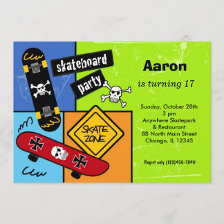 Skateboarding Birthday (Limon) Einladung