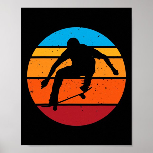 Skateboarding Boy Trick Retro Skater  Poster (Vorne)