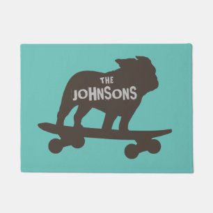 Skateboarding Bulldog Silhouette Cooler Hund Custo Fußmatte