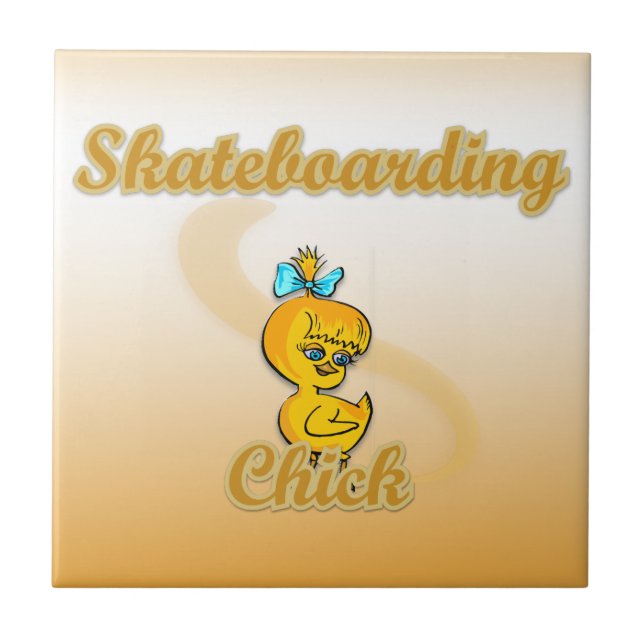 Skateboarding Chick Fliese (Vorderseite)