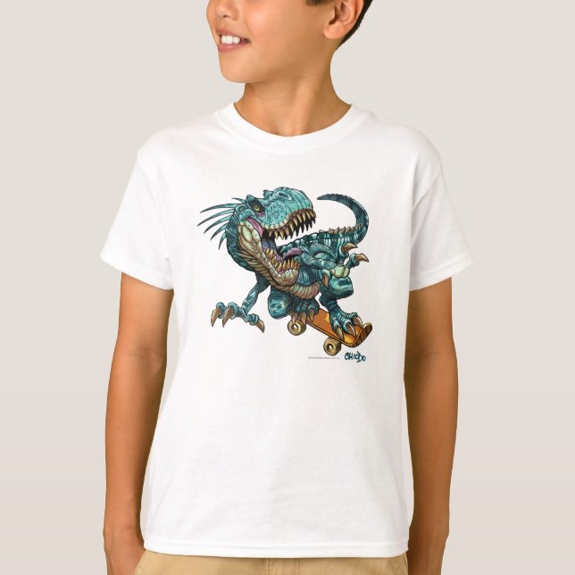 Skateboarding Dinosaurier-T-Shirt T-Shirt (Vorderseite)