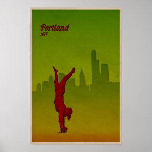 Skateboarding-Druck Portland City Poster Skaten