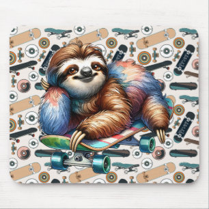 Skateboarding-Faultier-Mauspad Mousepad