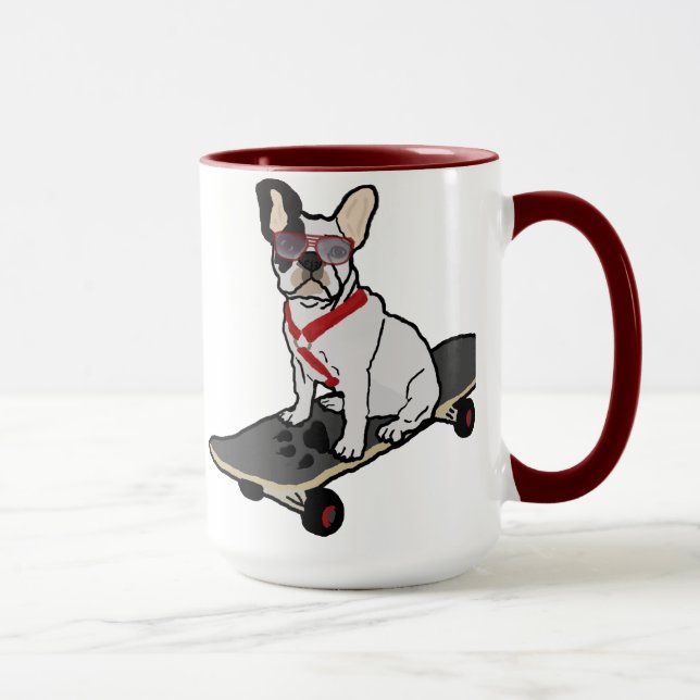 Skateboarding französische Bulldoggen-Tasse Tasse (Rechts)