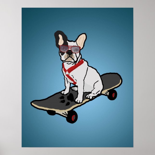 Skateboarding French Bulldog Doster Poster (Vorne)