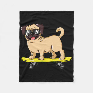 Skateboarding-Hund-Geschenk für einen Pug-Liebhabe Fleecedecke
