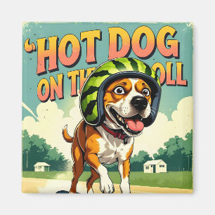Skateboarding Hund Sommer Lustig Retro Strand Magnet