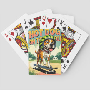 Skateboarding-Hund Sommer Lustig Retro-Strand  Spielkarten