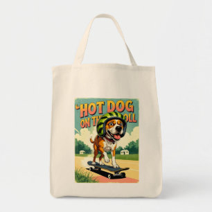 Skateboarding-Hund Sommer Lustig Retro-Strand Tragetasche