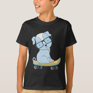 Skateboarding Hund Welpe Lustiges Skateboard Süßer T-Shirt