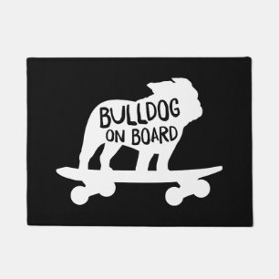 Skateboarding Hunde-Silhouette   Bulldog an Bord Fußmatte
