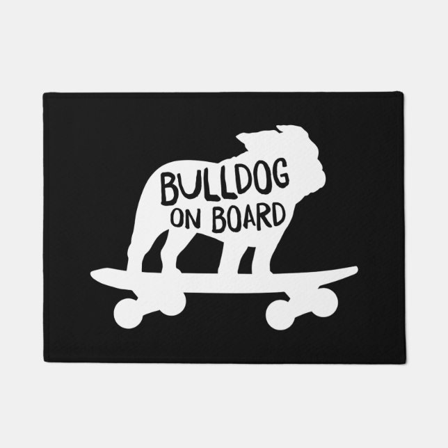 Skateboarding Hunde-Silhouette | Bulldog an Bord Fußmatte (Vorderseite)