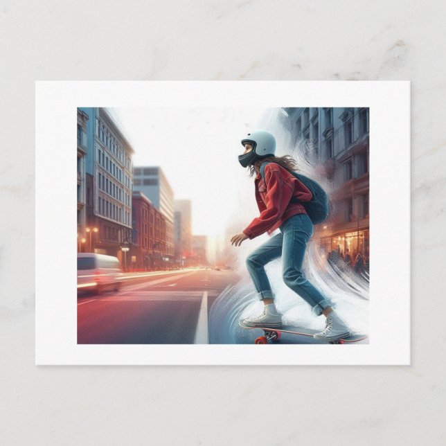 Skateboarding in der Stadt, Postkarte (Vorderseite)