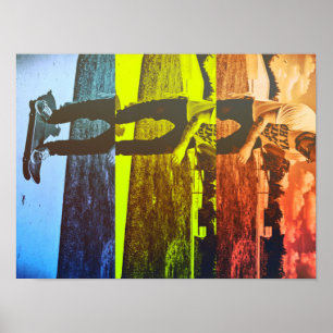 Skateboarding in Primärfarben Poster