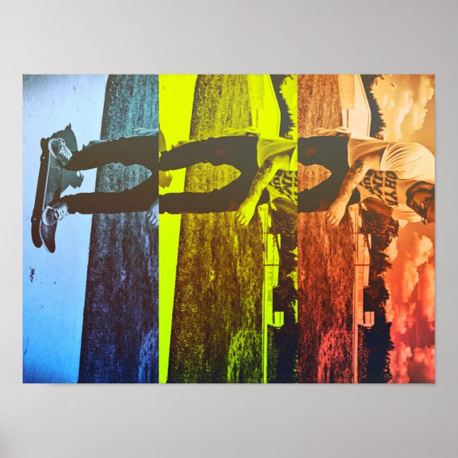 Skateboarding in Primärfarben Poster (Vorne)
