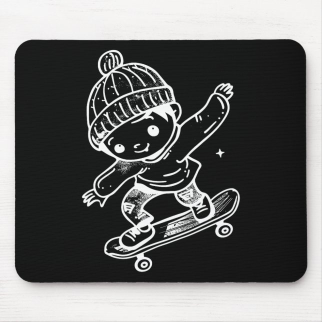 Skateboarding-Kind Comic Freizeitsport  Mousepad (Vorne)