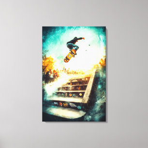 Skateboarding-Legende - Dynamische Sportkunst - Ur Leinwanddruck