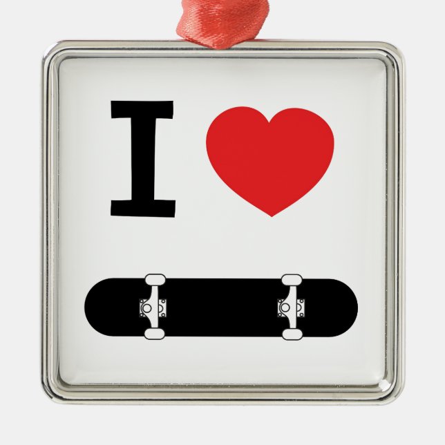 Skateboarding Liebe I Silbernes Ornament (Vorne)