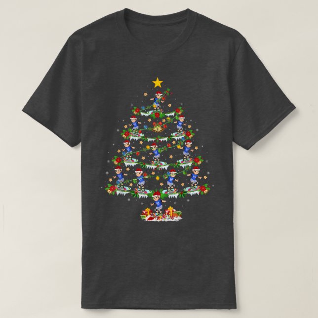 Skateboarding Lover Xmas Lights Skateboarding Chro T-Shirt (Design vorne)