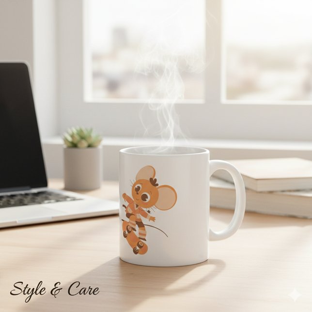 Skateboarding Mouse Coffee Tasse - Bold & Playy (Skateboarding Mouse Coffee Mug - Bold & Playful)