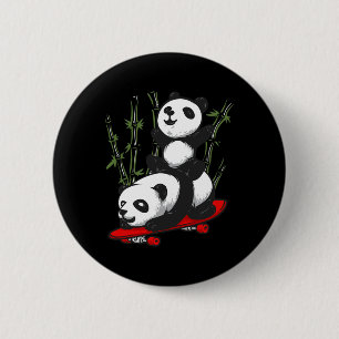 Skateboarding Panda Bär Wild Lustiger Panda Skateb Button