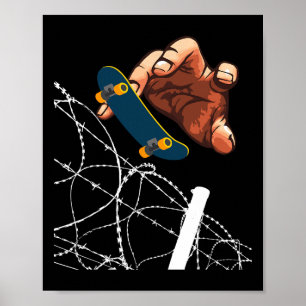 Skateboarding Rbed-Draht Skateboarder Fingerboarde Poster