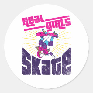Skateboarding Real Girls Skate Runder Aufkleber