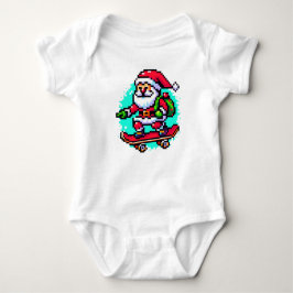 Skateboarding Santa - Fun Pixel Art Holiday Design Baby Strampler