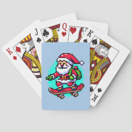 Skateboarding Santa - Fun Pixel Art Holiday Design Spielkarten