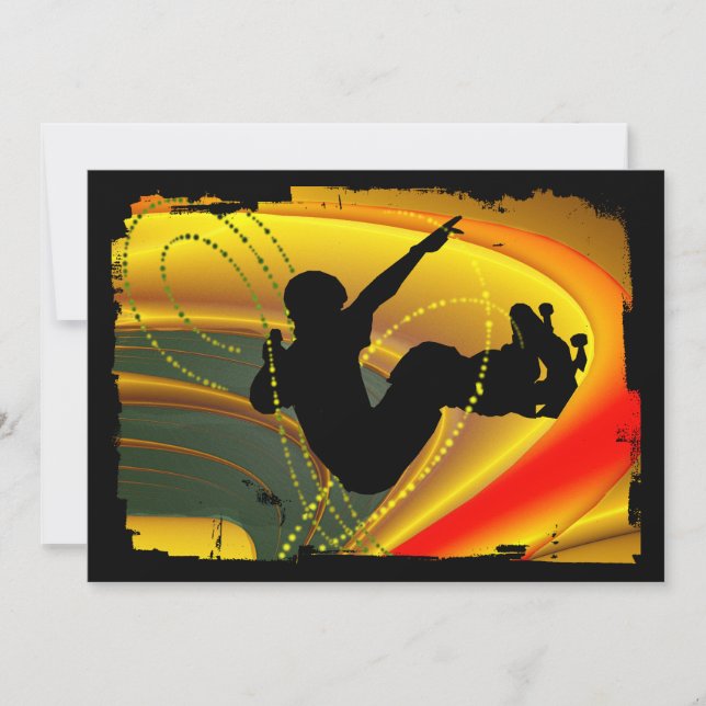 Skateboarding-Silhouette in der Schüssel Einladung (Vorderseite)