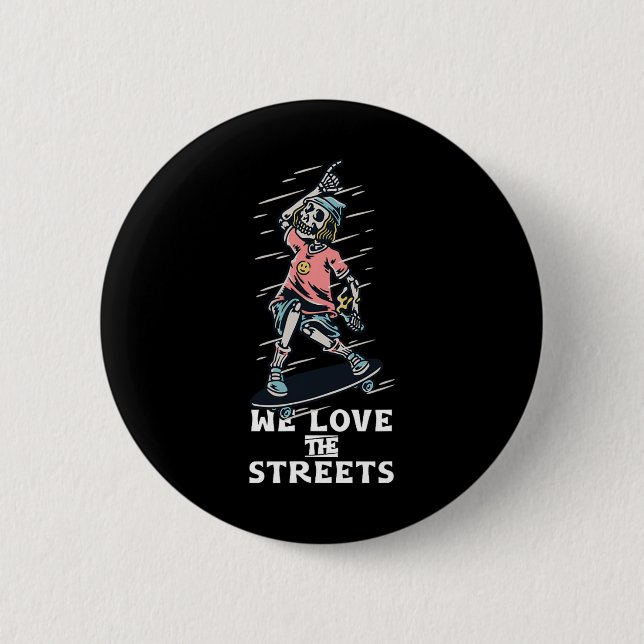 Skateboarding Skateboarder Skateboard Skate Skelet Button (Vorderseite)
