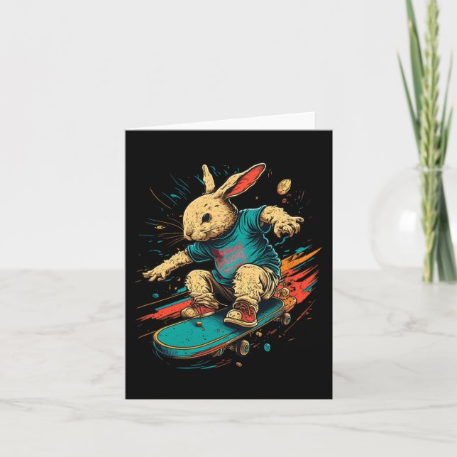 Skateboarding Skater for Teens Boy Girl Bunny East Karte (Vorderseite)