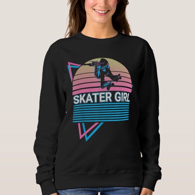 Skateboarding Skating Skater Retro Skater Girl Sweatshirt (Vorderseite)