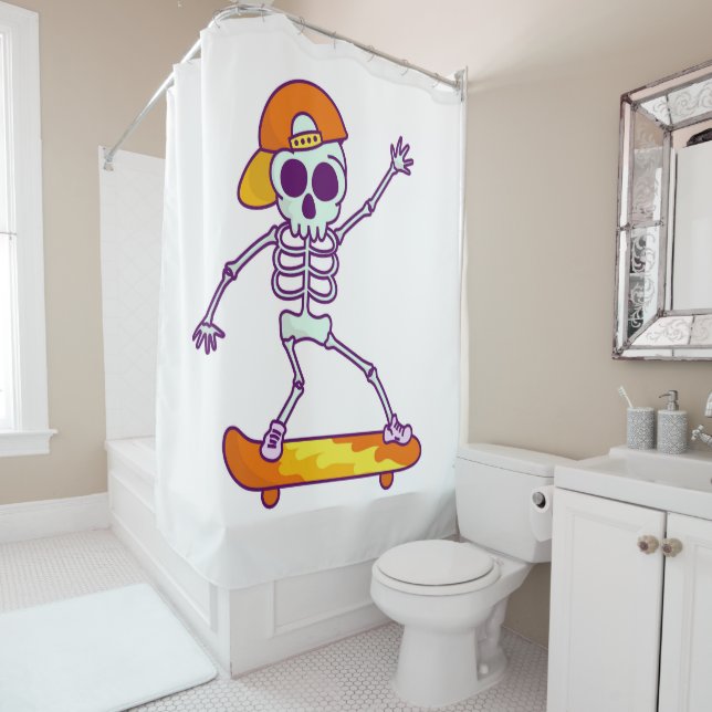Skateboarding Skeleton Duschvorhang (Beispiel)