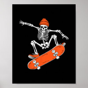 Skateboarding-Skelett fährt Skateboard Halloween Poster