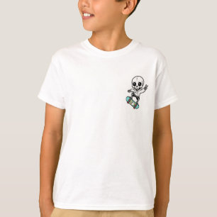 Skateboarding Skelett Friedenszeichen Kinder T-Shirt