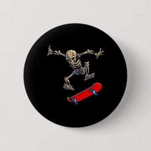Skateboarding Skelett Männer Jungen Skater Skatebo Button