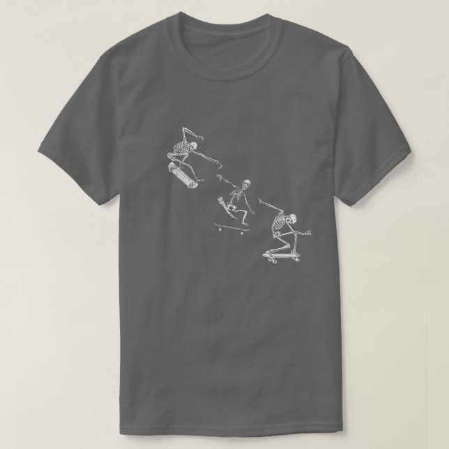 Skateboarding Skeletts Grunge Ästhetik Einzigartig T-Shirt (Design vorne)