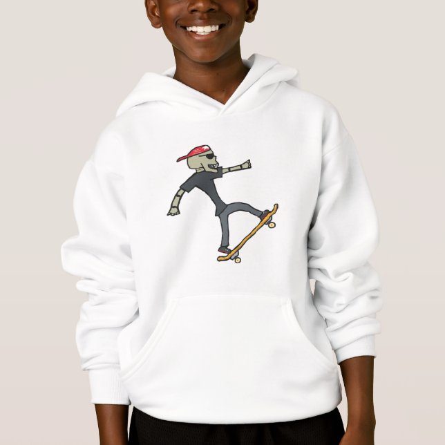 Skateboarding Skelettseite Hoodie (Vorderseite)